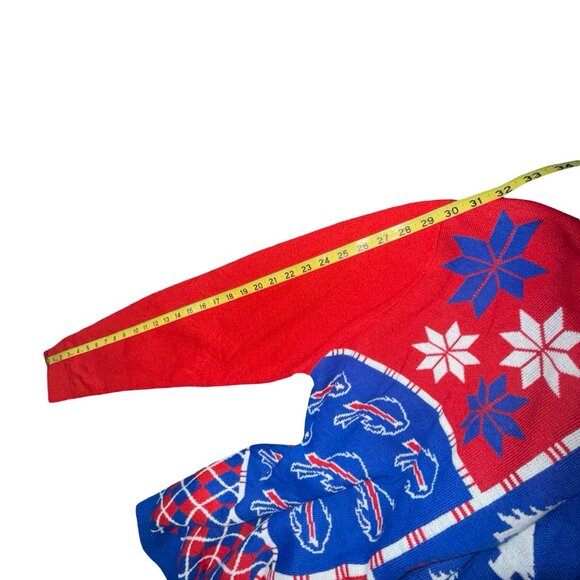 Buffalo Bills Busy Block Snowfall Hand Made Sweater- See Measurement For Size - Picture 6 of 8